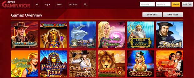 SuperGaminator Spielübersicht