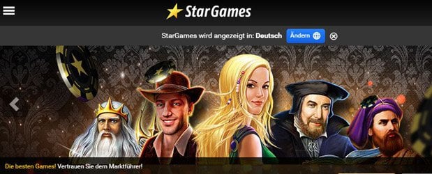Die Stargames Startseite im Blick